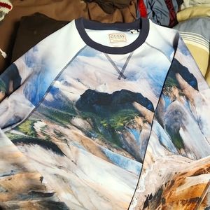 Regular Fit Geuss Mountain Print Fleece